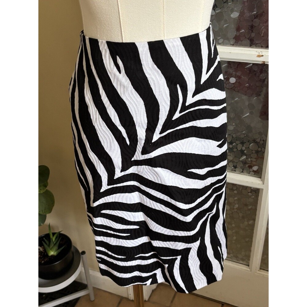 Talbots Zebra Print Skirt 2P Black White Animal Exotic